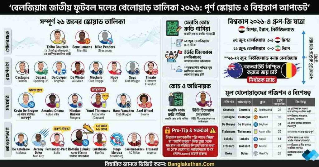 বেলজিয়াম জাতীয় ফুটবল দলের খেলোয়াড় তালিকা ২০২৬