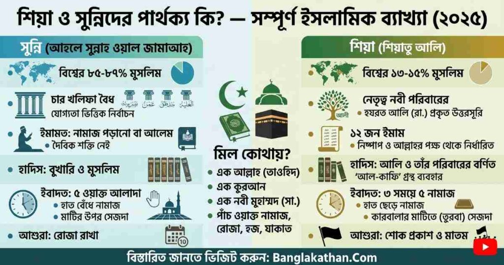 শিয়া ও সুন্নিদের পার্থক্য কি